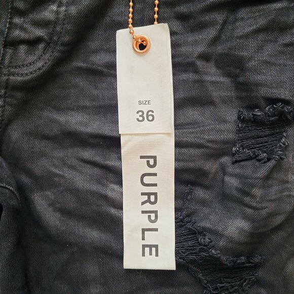 Purple Brand P001 Skinny Jeans in Black Oil Spill Men's Size 36 - Picture 4 of 9